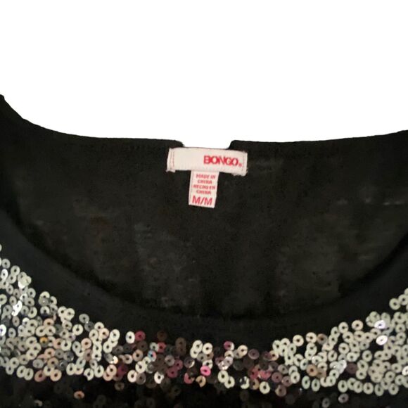 Bongo Black sparkly Sequin Shirt Cropped Top Medium - Picture 4 of 8